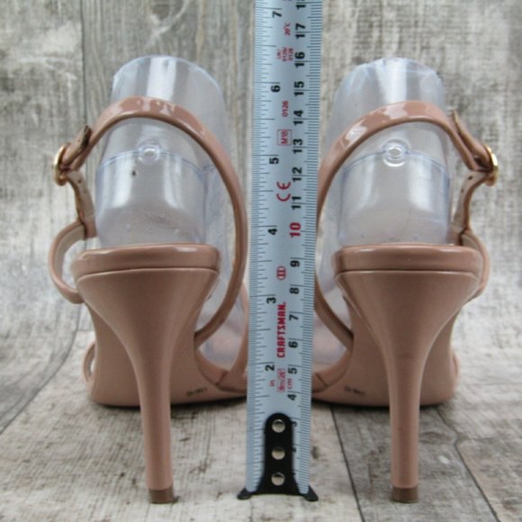 Enzo Angiolini Heels Strappy Ankle Strap Sandals Sandira Nude Leather SZ 9 - Picture 13 of 14
